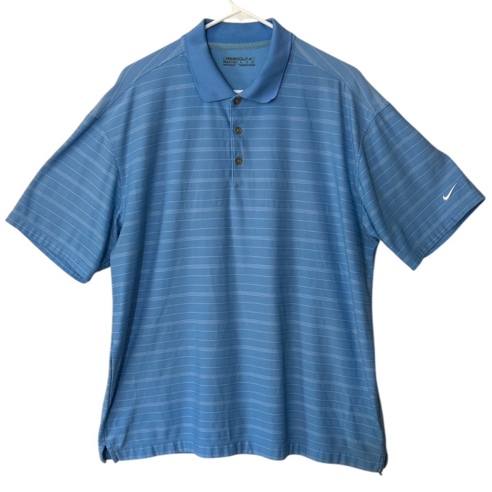 Nike Golf Blue Stripe Fit Dri Polo Shirt Activewear Athleticwear